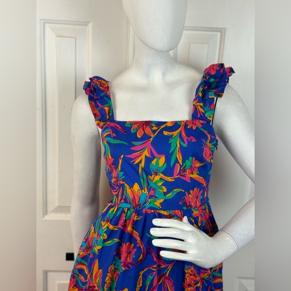 J. Crew Vibrant Floral Midi Dress With Side Pockets Size 00 - Picture 11 of 17